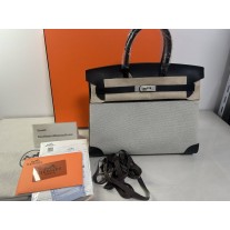 Hermes Birkin 35cm Fray Fray Swift Twill Ecru-Noir