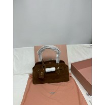 MIU MIU Aventure Large Dark Brown Suede Top Handle Bag