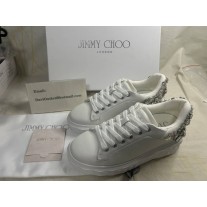 Jimmy Choo White Diamond Light Maxi Leather Sneakers