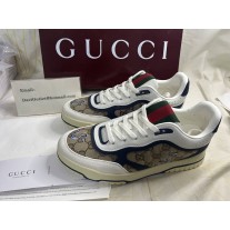 Men's Gucci Re-Web sneaker in beige and blue GG canvas 
