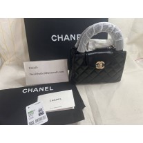 CHANEL Shiny Aged Calfskin Quilted Nano Kelly Shopper