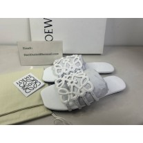 Loewe white Petal Anagram leather slides 
