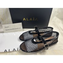 ALAÏA Ballet Flats In Fishnet Black