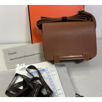 Hermes Geta Caramel Chevre Mysore 20cm Gold Hardware