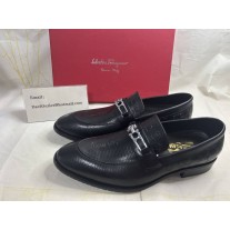 Salvatore Ferragamo Black Pebbled Leather