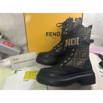 Fendi Fendigraphy Black Leather Biker Boots