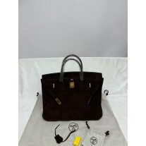 Hermes 25cm Womens Suede Leather Designer Handbag