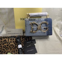 Dolce & Gabbana Devotion Bag DG Logo Patchwork Denim Plain Calfskin 
