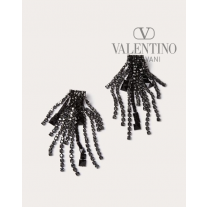 Top quality cheap valentino canada online Brightrain Metal And Crystal Earrings for Woman in Black