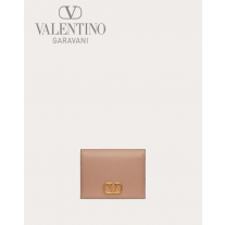 Replica valentino yorkdale toronto Compact Vlogo Signature Grainy Calfskin Wallet for Woman in Rose Cannelle