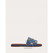 Knock off valentino canada store Flat Roman Stud Denim Slide Sandal for Woman in Denim