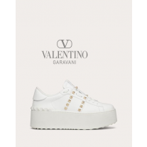 Knockoff valentino Ottawa Flatform Rockstud Untitled Sneaker In Calfskin for Woman in White