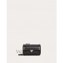 Buy knockoff valentino canada online Grainy Calfskin Pouch With Rockstud Chain for Woman in Black
