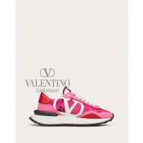 replicas valentino canada Lace And Mesh Lacerunner Sneaker for Woman in Shocking Pink/pink/pure Red
