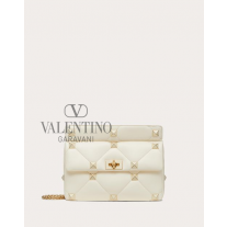 cheap fake valentino canada store Large Roman Stud The Shoulder Bag In Nappa With Chain And Enameled Studs for Woman in Ivory