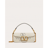 AAA quality fake valentino canada sale Locò Calfskin Shoulder Bag for Woman in Light Ivory