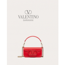 Fake Valentino toronto Locò Calfskin Shoulder Bag for Woman in Rouge Pur