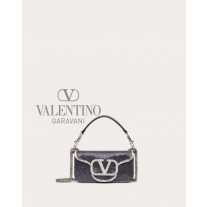 copy valentino canada yorkdale Locò Embroidered Small Shoulder Bag for Woman in Lilac/crystal