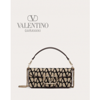 high quality fake valentino canada sale Locò Toile Iconographe Shoulder Bag for Woman in Beige/black