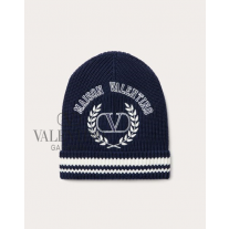 fakes valentino Ottawa Maison Beanie Hat for Man in Blue/ivory