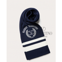 imitation valentino canada stores Maison Wool Scarf for Man in Blue/ivory