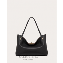 Shop replica valentino canada yorkdale Medium Rockstud Grainy Calfskin Bag With Contrasting Lining for Woman in Black/rose Quartz