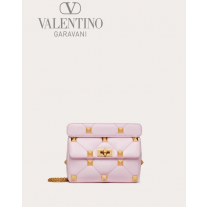 copy valentino canada yorkdale Medium Roman Stud The Shoulder Bag In Nappa With Chain for Woman in Pink Borealis