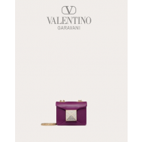 Fake Valentino toronto Micro One Stud Nappa And Crystal Stud Handbag for Woman in Prune