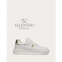 Buy knockoff valentino canada online One Stud Low-top Calfskin Sneaker for Woman in White/platinium