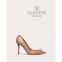 copy valentino canada yorkdale One Stud Patent Leather Pump 100mm for Woman in Rose Cannelle
