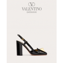 copy valentino canada yorkdale One Stud Patent Leather Slingback Pump 100mm for Woman in Black