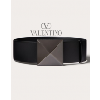 Shop replica valentino canada yorkdale One Stud Shiny Calfskin Belt 70mm for Woman in Black