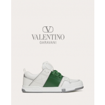 high quality fake valentino canada sale Open Skate Calfskin And Fabric Sneaker for Man in White/green