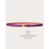 Buy knockoff valentino canada online Reversible One Stud Belt In Glossy Calfskin 12 Mm for Woman in Prune/gingerbread