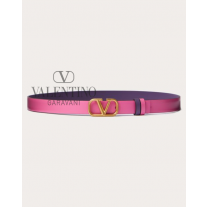 reps valentino canada locations Reversible Vlogo Signature Belt In Glossy Calfskin 20 Mm for Woman in Pink/purple