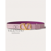 Buy fake valentino canada outlet Reversible Vlogo Signature Belt In Glossy Calfskin 30 Mm for Woman in Mauve/prune