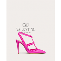 Real quality fake valentino canada Rockstud Ankle Strap Patent-leather Pump With Tonal Studs 100 Mm for Woman in Pink Pp