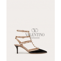 AAA quality fake valentino canada sale Rockstud Caged Pump 65mm for Woman in Black/poudre