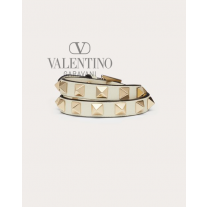 Top quality cheap valentino canada online Rockstud Calfskin Double-strap Bracelet for Woman in Light Ivory