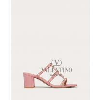 Fake Valentino toronto Rockstud Calfskin Leather Slide Sandal 60 Mm for Woman in Candy Rose