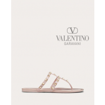 Buy knockoff valentino canada online Rockstud Flat Rubber Sandal for Woman in Water Rose