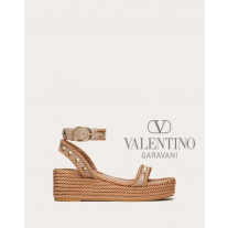 Shop fake valentino yorkdale toronto Rockstud Flatform Sandal In Calfskin 45mm for Woman in Poudre