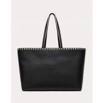 Knock off valentino canada store Rockstud Grainy Calfskin Tote Bag for Woman in Black