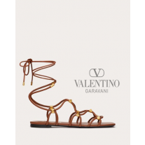 imitation valentino canada stores Rockstud Net Kidskin Sandal for Woman in Tan Brown