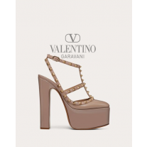 high quality fake valentino canada sale Rockstud Platform Pump In Patent Leather 155 Mm for Woman in Poudre