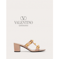 reps valentino canada locations Roman Stud Calfskin Slide Sandal 60mm for Woman in Rose Cannelle