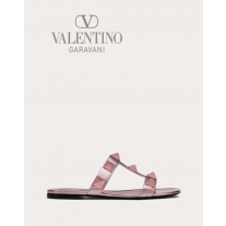 Knockoff valentino Ottawa Roman Stud Metallic Nappa Slide Sandal With Matching Studs for Woman in Light Pink