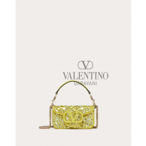 fakes valentino Ottawa Small Locò Shoulder Bag With Crystals for Woman in Lemon