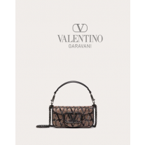 Knockoff valentino Ottawa Small Locò Shoulder Bag With Toile Iconographe Embroidery for Woman in Light Camel/black