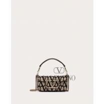 Cheap valentino canada stores Small Locò Toile Iconographe Shoulder Bag for Woman in Beige/black